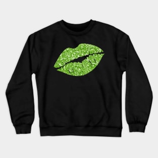 Green Faux Glitter Lips Crewneck Sweatshirt